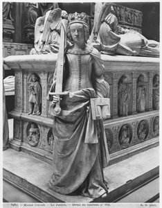 Nantes, Pietarin ja Paavalin katedraali, Bretagnen herttua ja Marguerite of Foixin hauta, yksityiskohta Justicesta, 1502-07 marmorista valettu kipsi bw valokuva